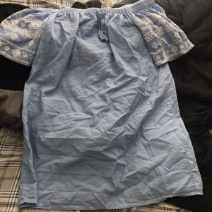 Light blue off the shoulder dress